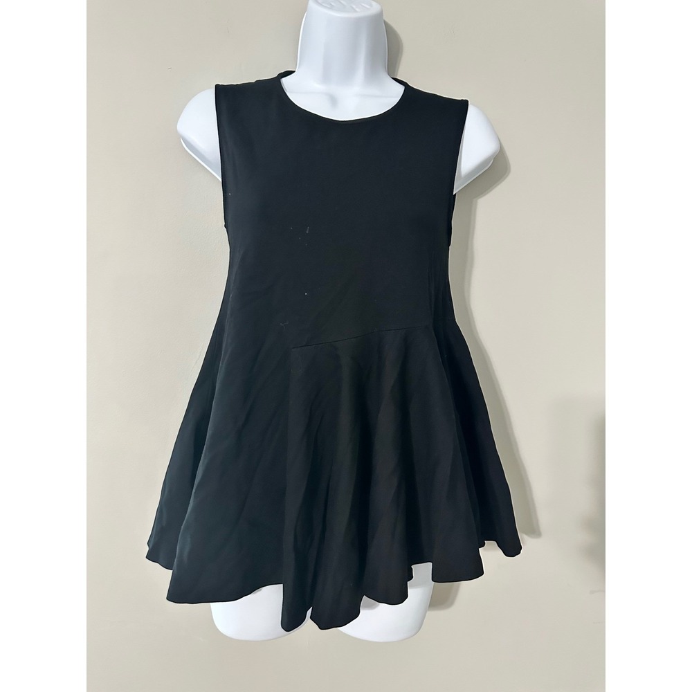 Lisa Perry Black Sleeveless Fit & Flare‎ PEPLUM TOP EUC Size 4